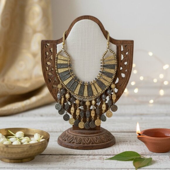 🆕️Indian Boho Chic Gold-Toned Statement Necklace | Artisan Masterpiece 🌿 - Picture 8 of 15